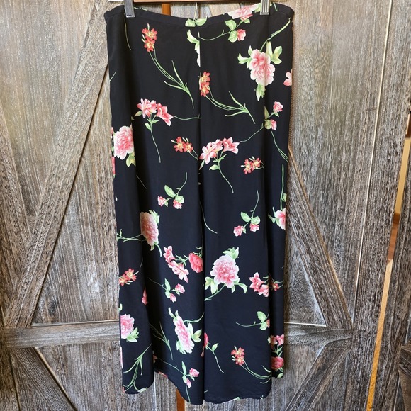 Evan Picone Dresses & Skirts - Evan-Piccone Skirt Women's Size 8 Black Multi‎ Color Floral Long 100% Silk